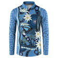 Australia Flannel Flower With Superb Fairy-wren Button Sweatshirt Aboriginal Art
