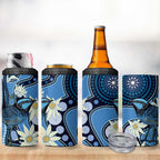 Australia Flannel Flower With Superb Fairy-wren 4 in 1 Can Cooler Tumbler Aboriginal Art