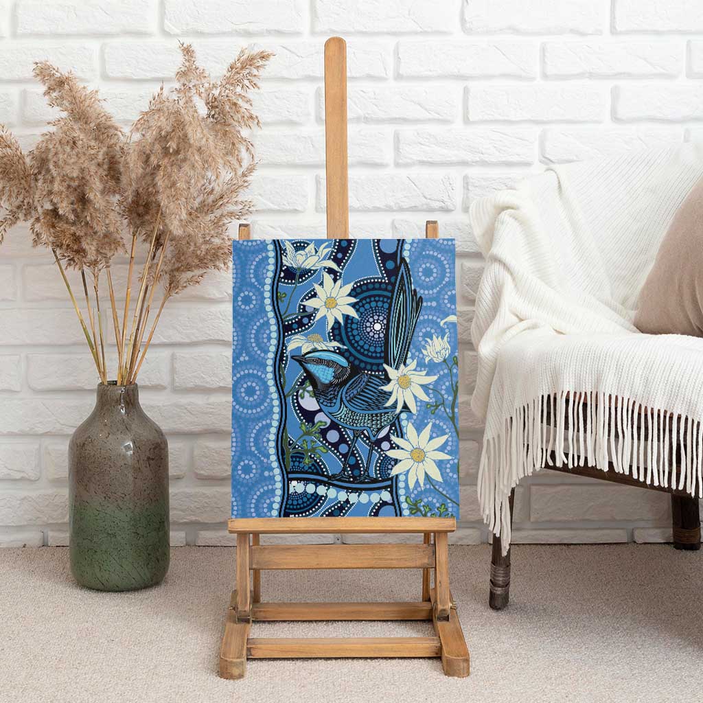 Australia Flannel Flower With Superb Fairy-wren Canvas Wall Art Aboriginal Art