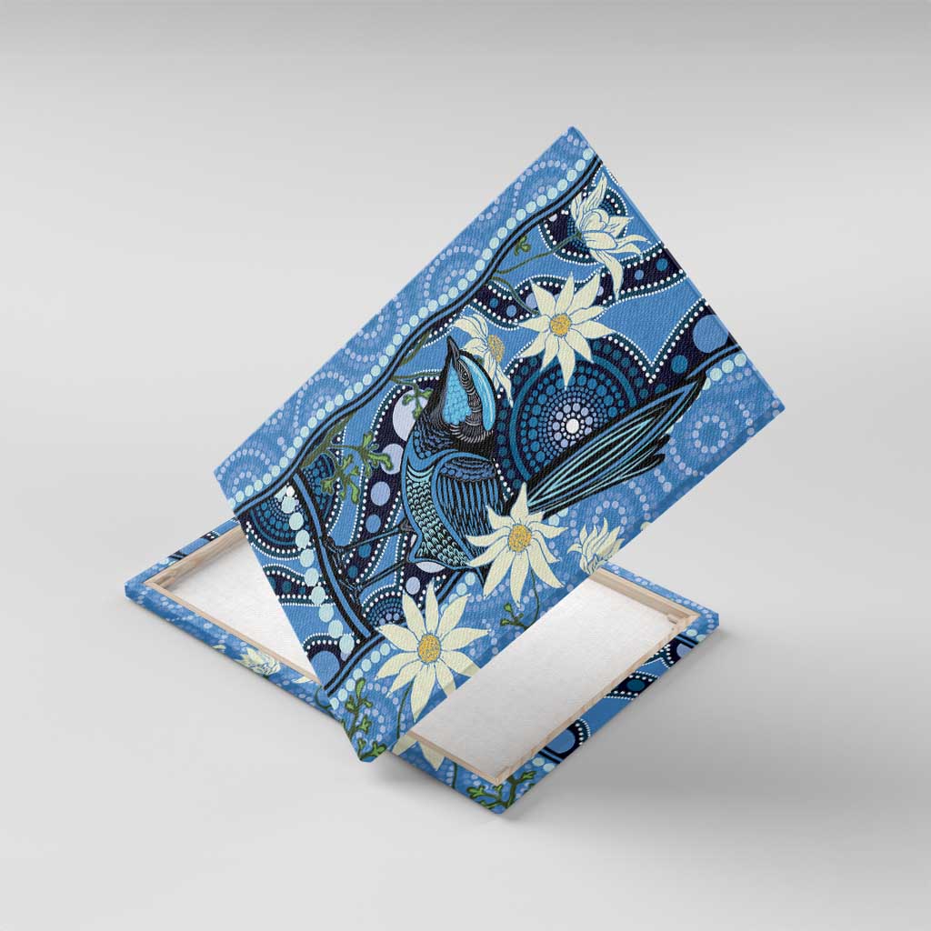 Australia Flannel Flower With Superb Fairy-wren Canvas Wall Art Aboriginal Art