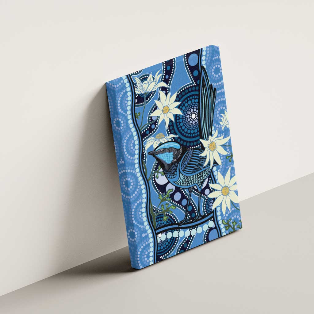 Australia Flannel Flower With Superb Fairy-wren Canvas Wall Art Aboriginal Art