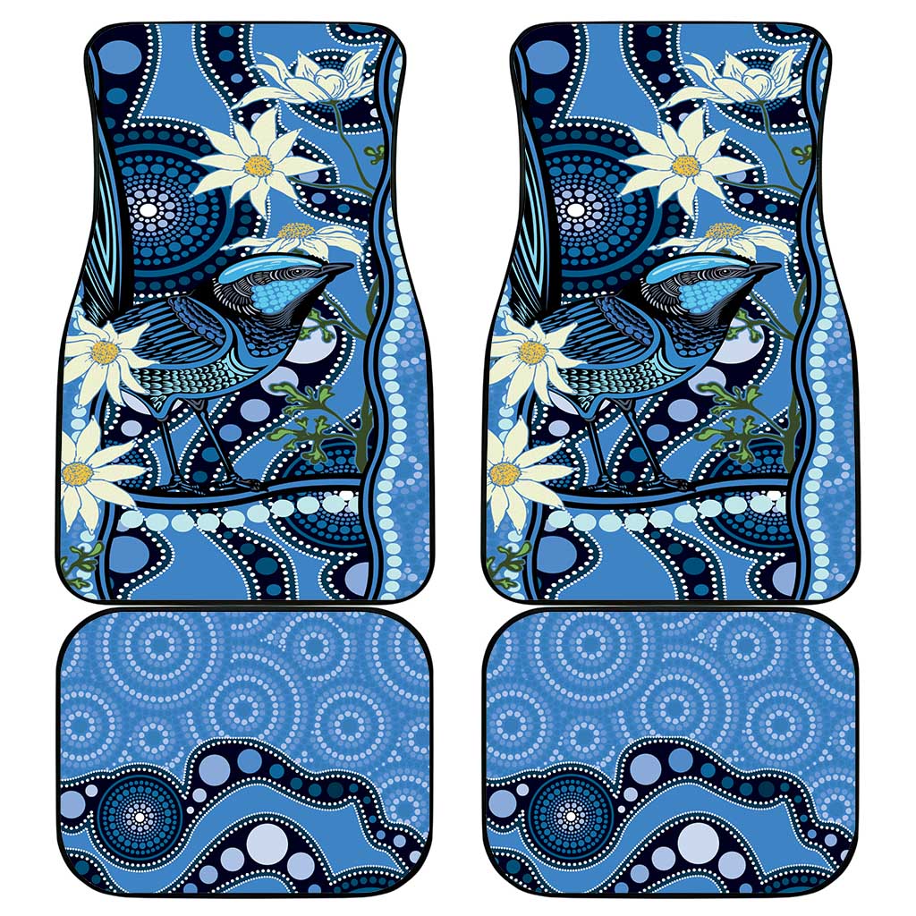 Australia Flannel Flower With Superb Fairy-wren Car Mats Aboriginal Art
