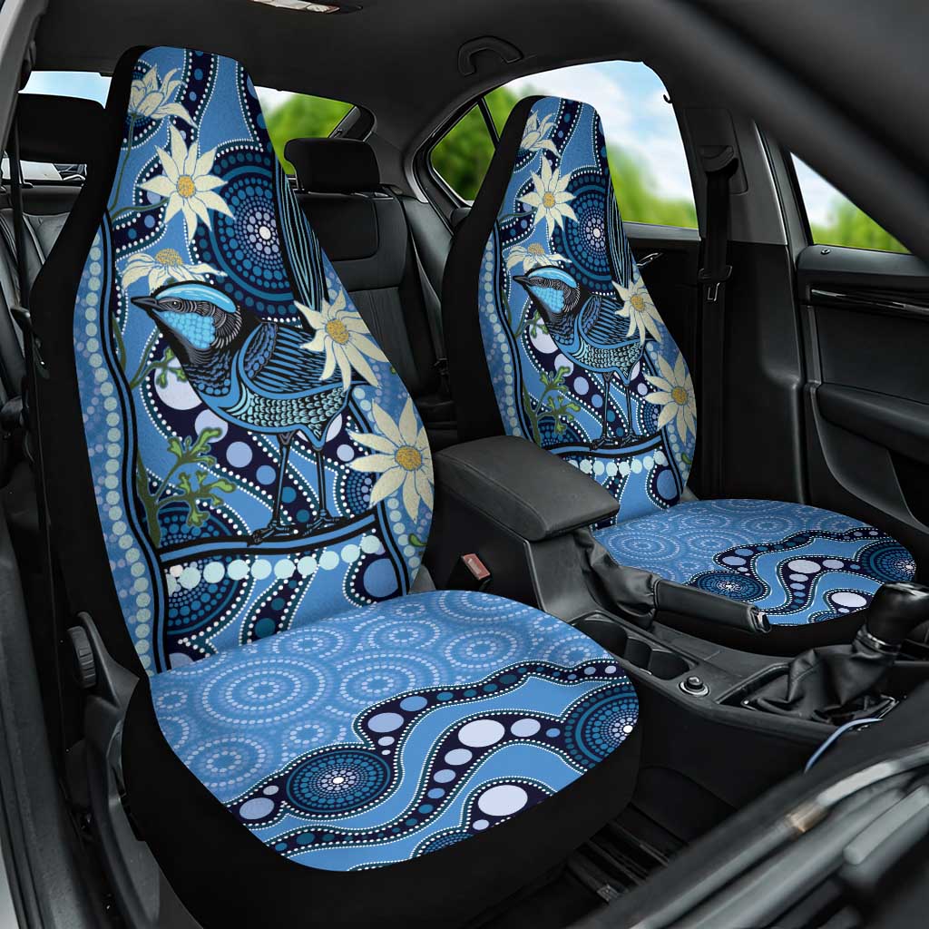 Australia Flannel Flower With Superb Fairy-wren Car Seat Cover Aboriginal Art