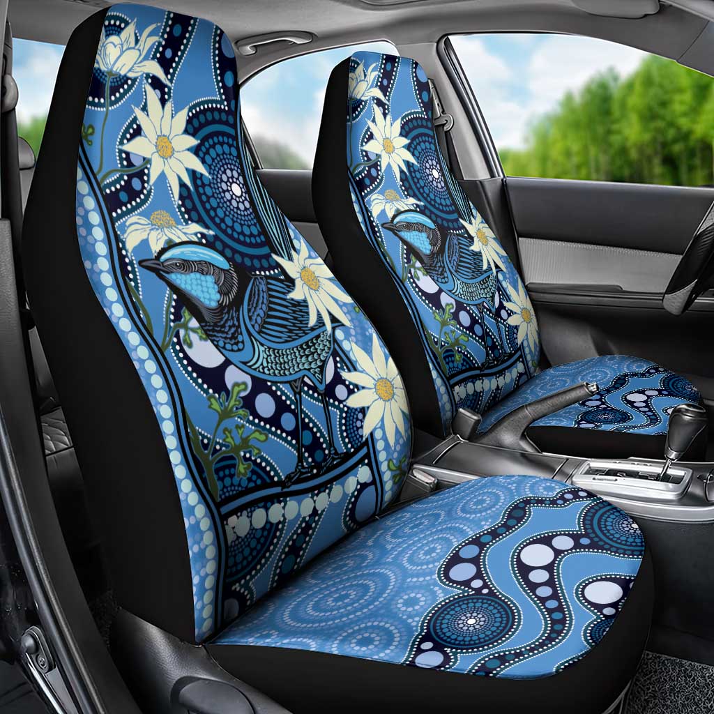 Australia Flannel Flower With Superb Fairy-wren Car Seat Cover Aboriginal Art