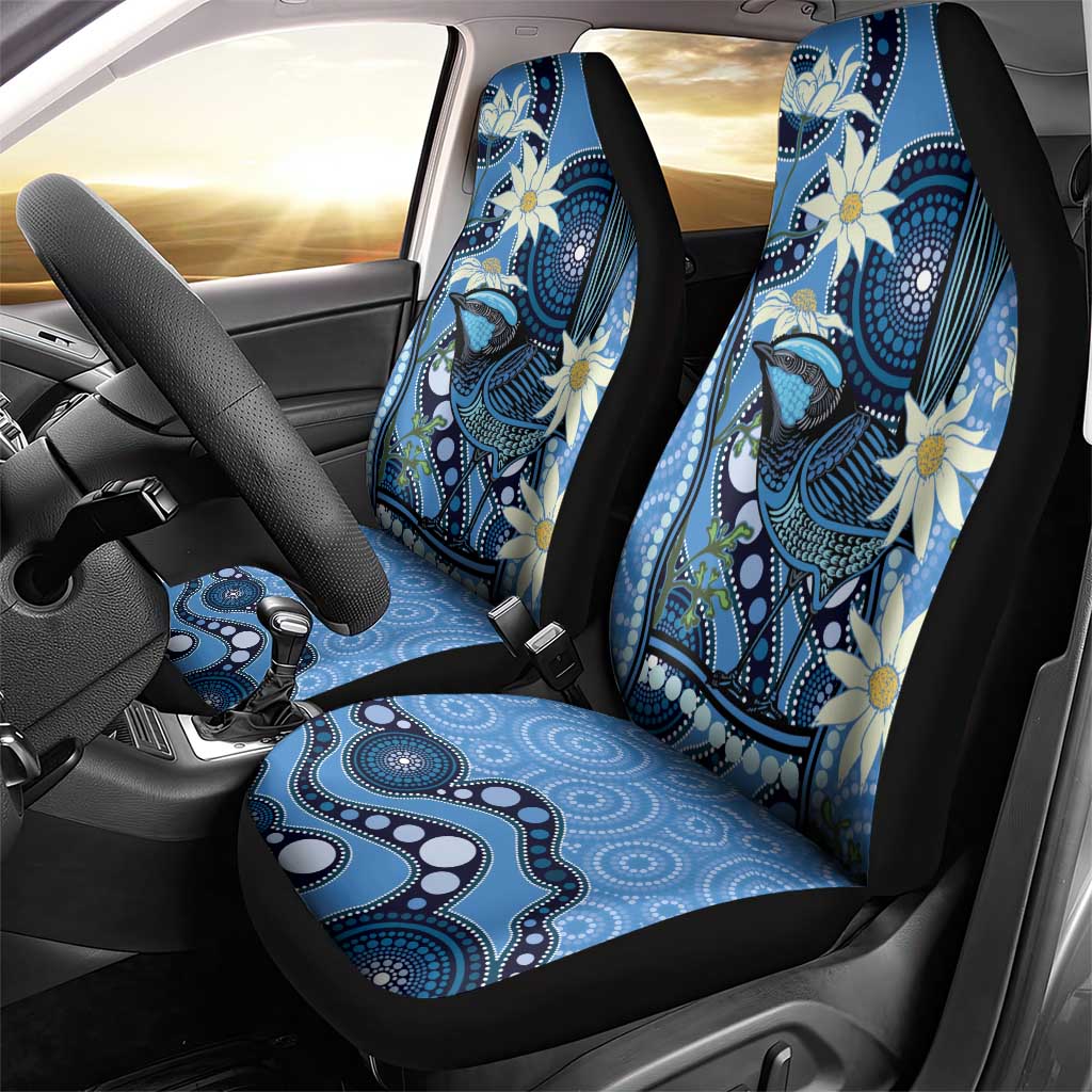 Australia Flannel Flower With Superb Fairy-wren Car Seat Cover Aboriginal Art