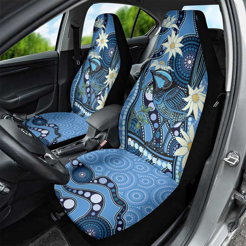 Australia Flannel Flower With Superb Fairy-wren Car Seat Cover Aboriginal Art