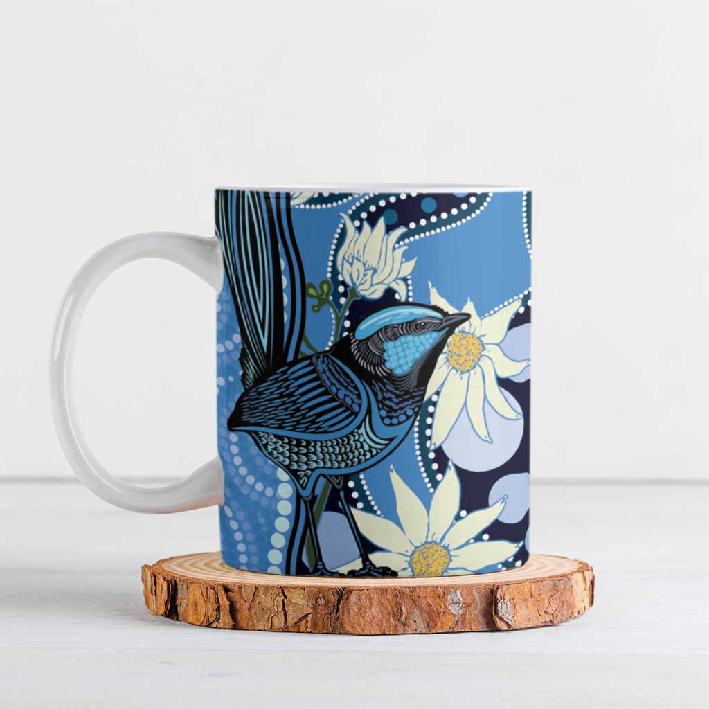 Australia Flannel Flower With Superb Fairy-wren Ceramic Mug Aboriginal Art - Aussie Hoodie