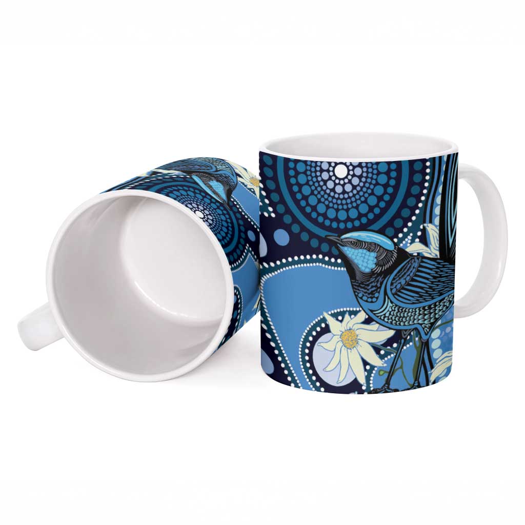 Australia Flannel Flower With Superb Fairy-wren Ceramic Mug Aboriginal Art - Aussie Hoodie
