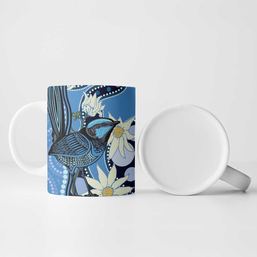 Australia Flannel Flower With Superb Fairy-wren Ceramic Mug Aboriginal Art - Aussie Hoodie