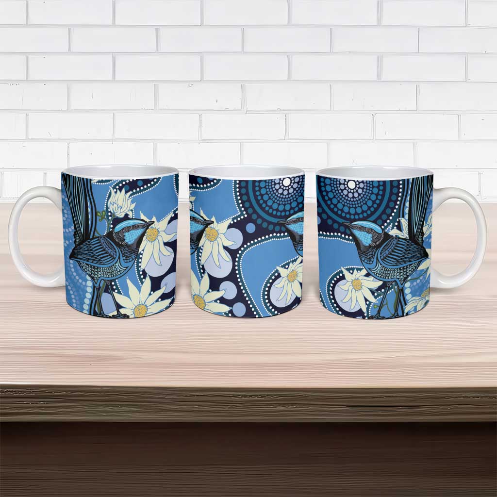 Australia Flannel Flower With Superb Fairy-wren Ceramic Mug Aboriginal Art - Aussie Hoodie