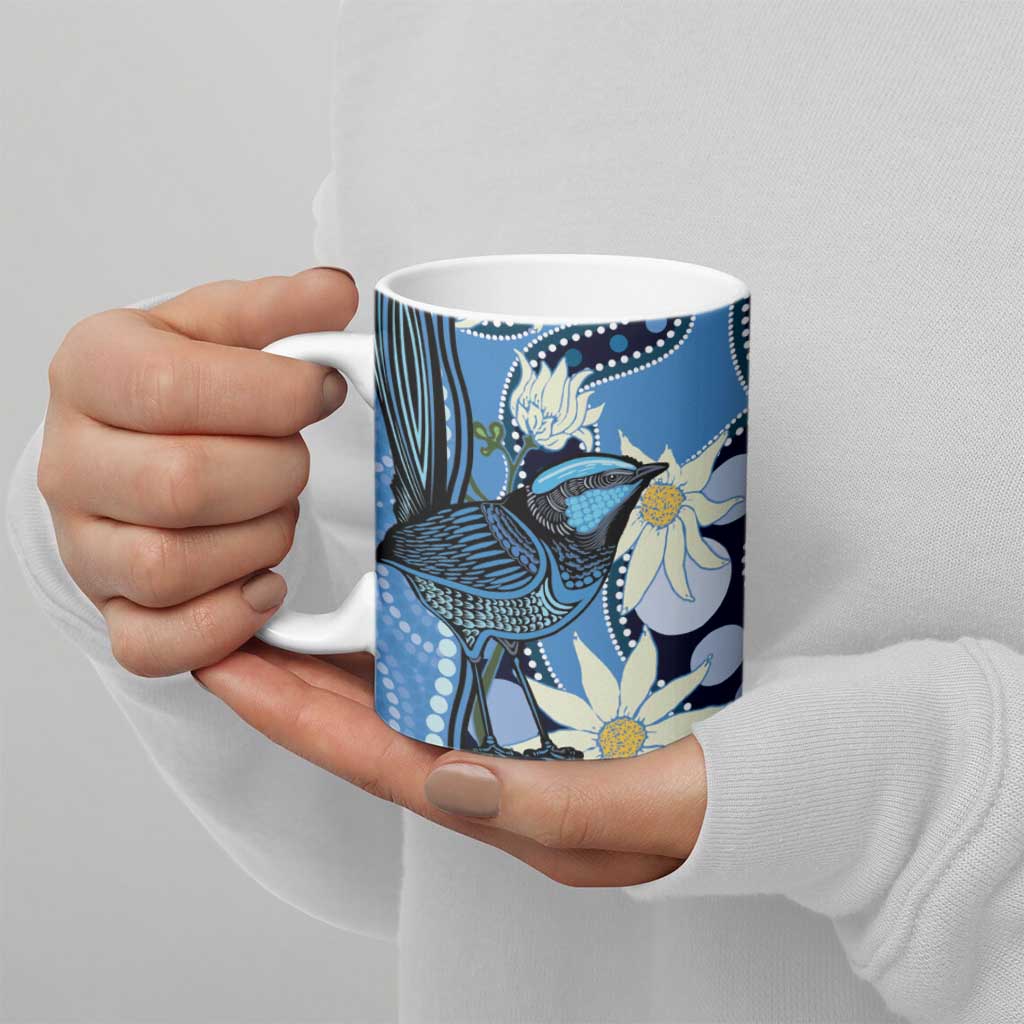 Australia Flannel Flower With Superb Fairy-wren Ceramic Mug Aboriginal Art - Aussie Hoodie
