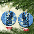 Australia Flannel Flower With Superb Fairy-wren Ceramic Ornament Aboriginal Art