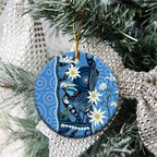 Australia Flannel Flower With Superb Fairy-wren Ceramic Ornament Aboriginal Art