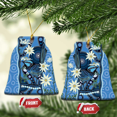 Australia Flannel Flower With Superb Fairy-wren Ceramic Ornament Aboriginal Art