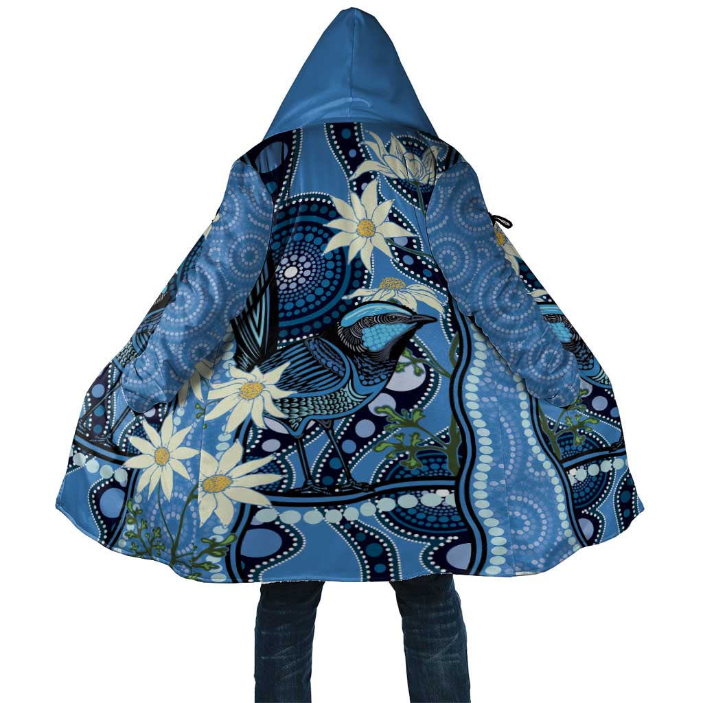 Australia Flannel Flower With Superb Fairy-wren Cloak Aboriginal Art - Aussie Hoodie