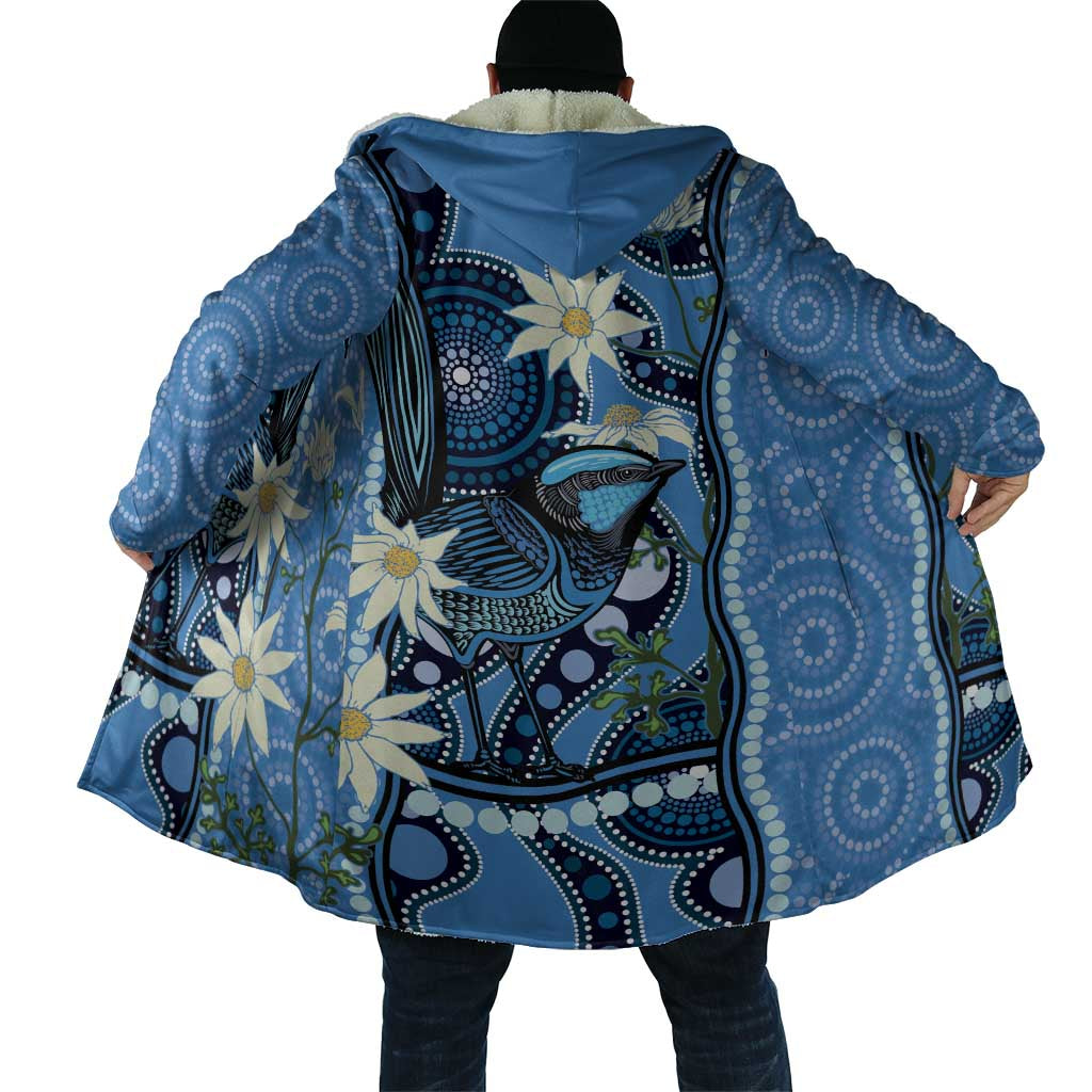 Australia Flannel Flower With Superb Fairy-wren Cloak Aboriginal Art - Aussie Hoodie