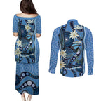 Australia Flannel Flower With Superb Fairy-wren Couples Matching Puletasi and Long Sleeve Button Shirt Aboriginal Art