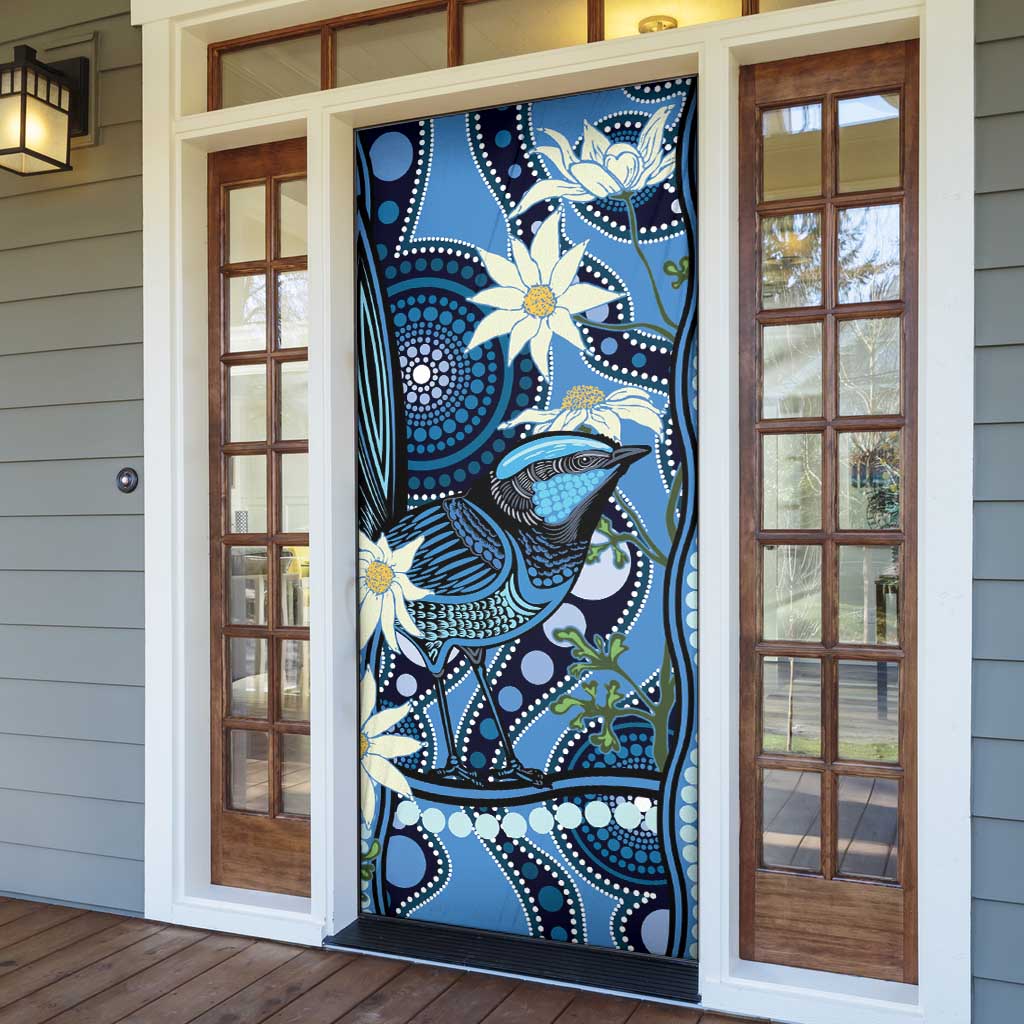 Australia Flannel Flower With Superb Fairy-wren Door Cover Aboriginal Art - Aussie Hoodie