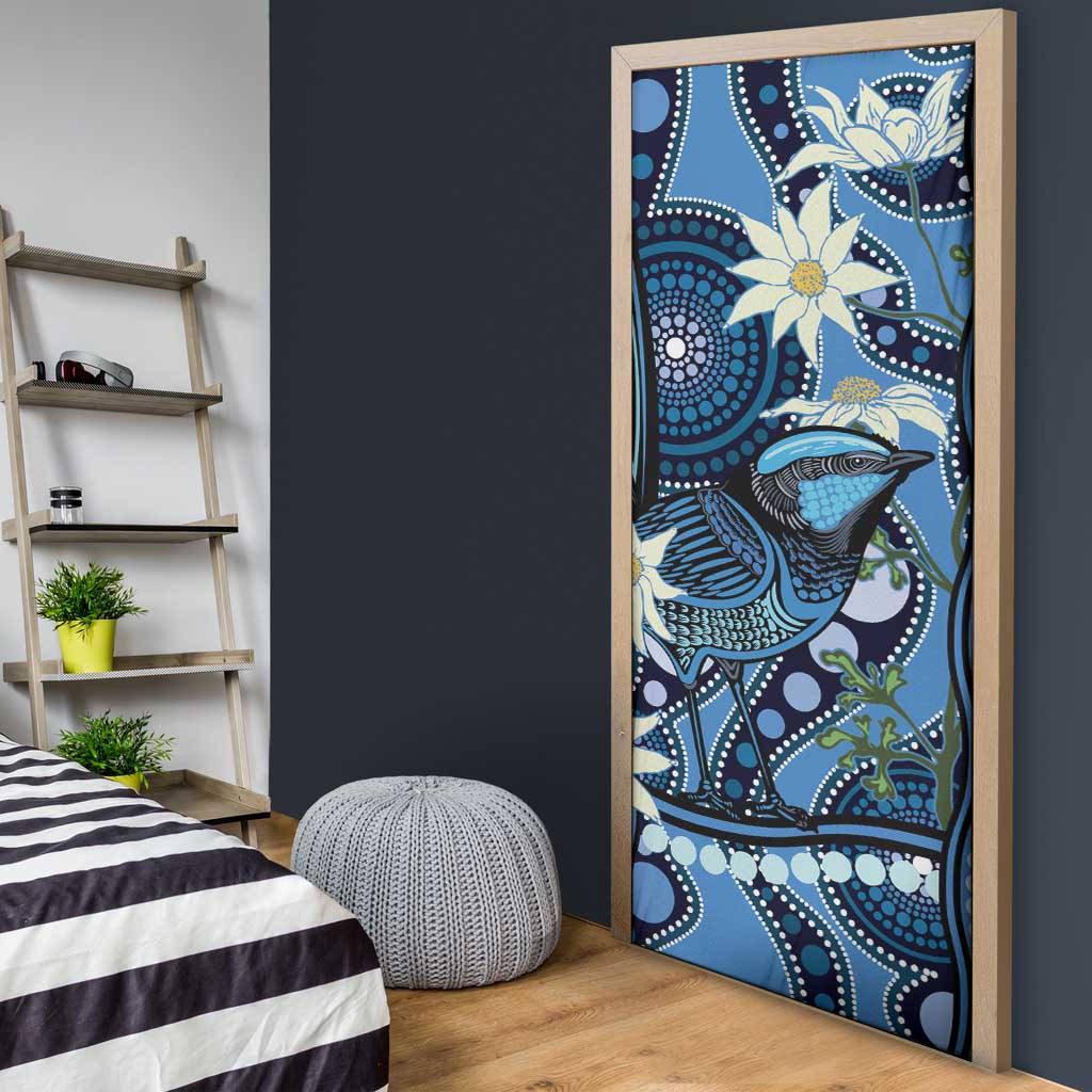 Australia Flannel Flower With Superb Fairy-wren Door Cover Aboriginal Art - Aussie Hoodie