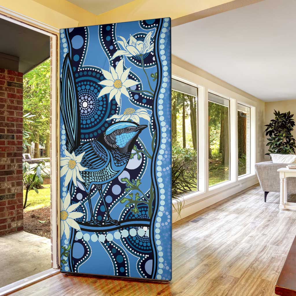 Australia Flannel Flower With Superb Fairy-wren Door Cover Aboriginal Art - Aussie Hoodie