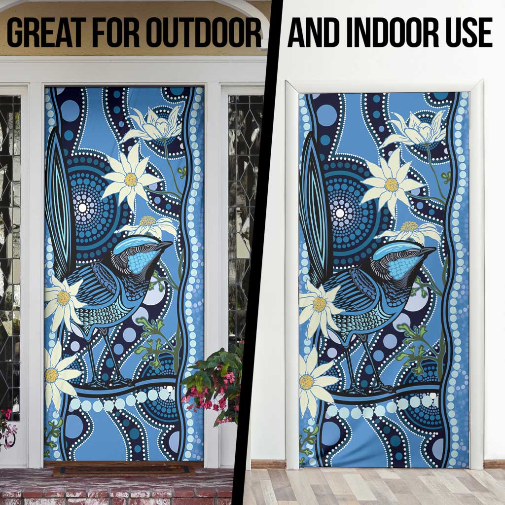 Australia Flannel Flower With Superb Fairy-wren Door Cover Aboriginal Art - Aussie Hoodie