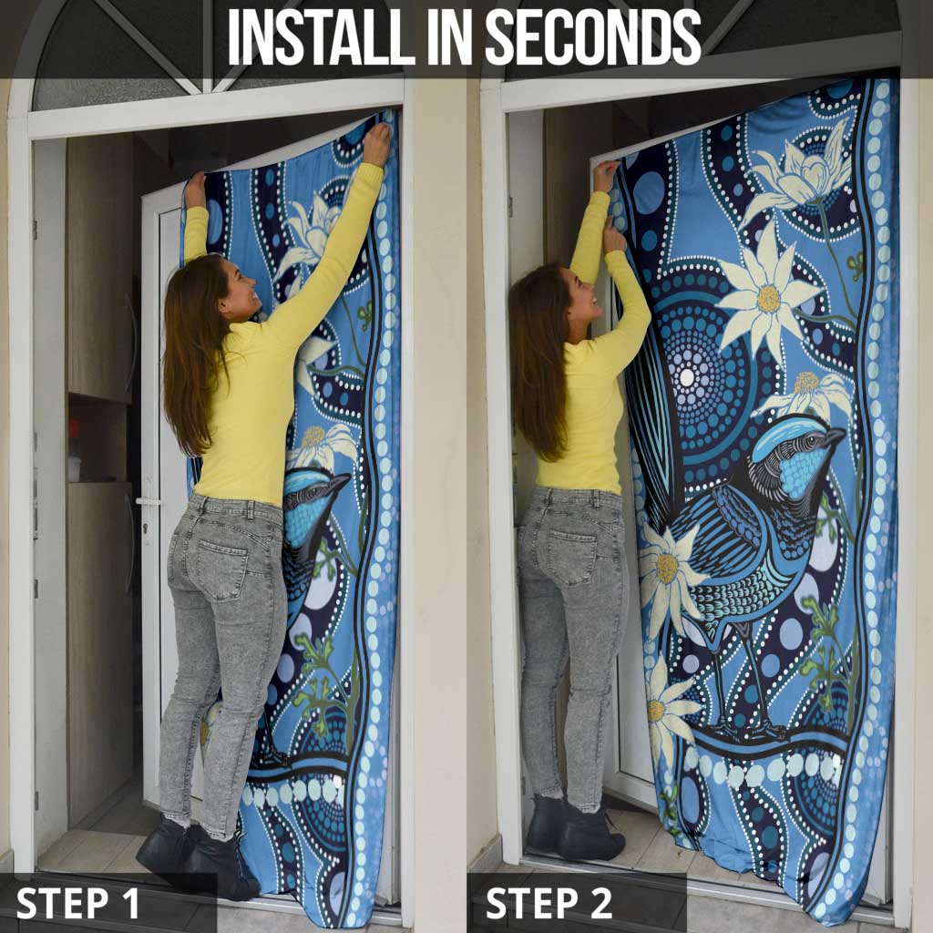 Australia Flannel Flower With Superb Fairy-wren Door Cover Aboriginal Art - Aussie Hoodie