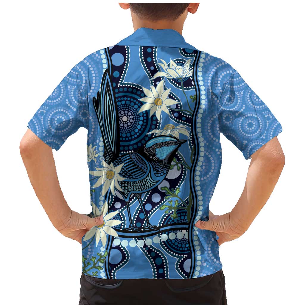 Australia Flannel Flower With Superb Fairy-wren Family Matching Mermaid Dress and Hawaiian Shirt Aboriginal Art
