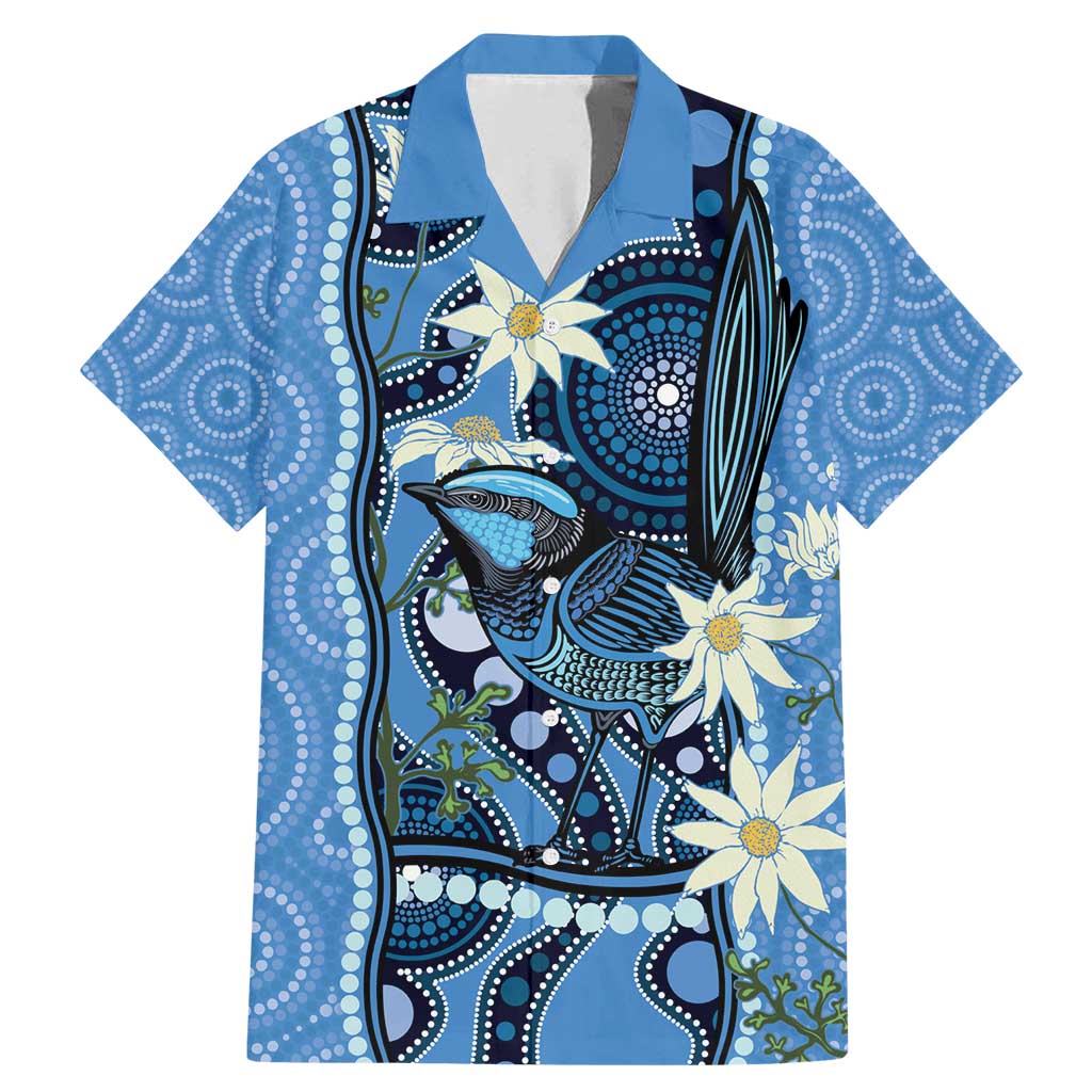 Australia Flannel Flower With Superb Fairy-wren Family Matching Mermaid Dress and Hawaiian Shirt Aboriginal Art