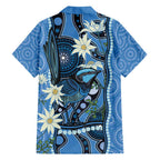 Australia Flannel Flower With Superb Fairy-wren Family Matching Off Shoulder Maxi Dress and Hawaiian Shirt Aboriginal Art