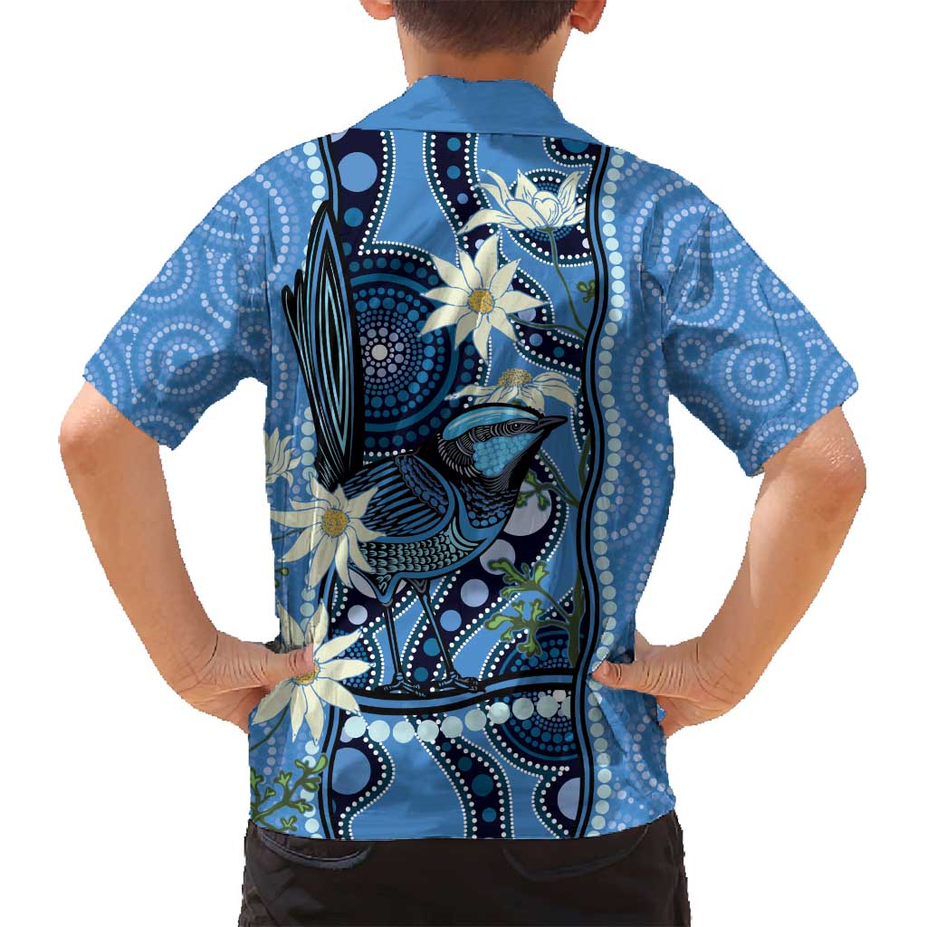 Australia Flannel Flower With Superb Fairy-wren Family Matching Puletasi and Hawaiian Shirt Aboriginal Art