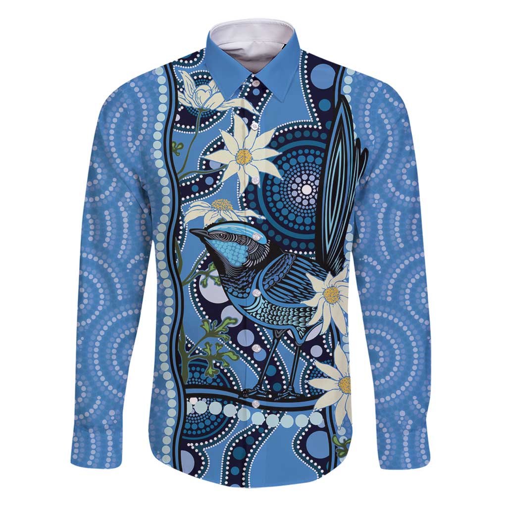 Australia Flannel Flower With Superb Fairy-wren Family Matching Puletasi and Hawaiian Shirt Aboriginal Art