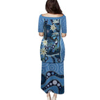Australia Flannel Flower With Superb Fairy-wren Family Matching Puletasi and Hawaiian Shirt Aboriginal Art