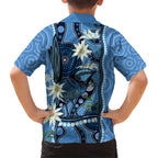 Australia Flannel Flower With Superb Fairy-wren Family Matching Short Sleeve Bodycon Dress and Hawaiian Shirt Aboriginal Art
