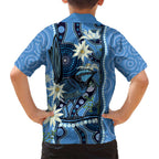 Australia Flannel Flower With Superb Fairy-wren Family Matching Summer Maxi Dress and Hawaiian Shirt Aboriginal Art