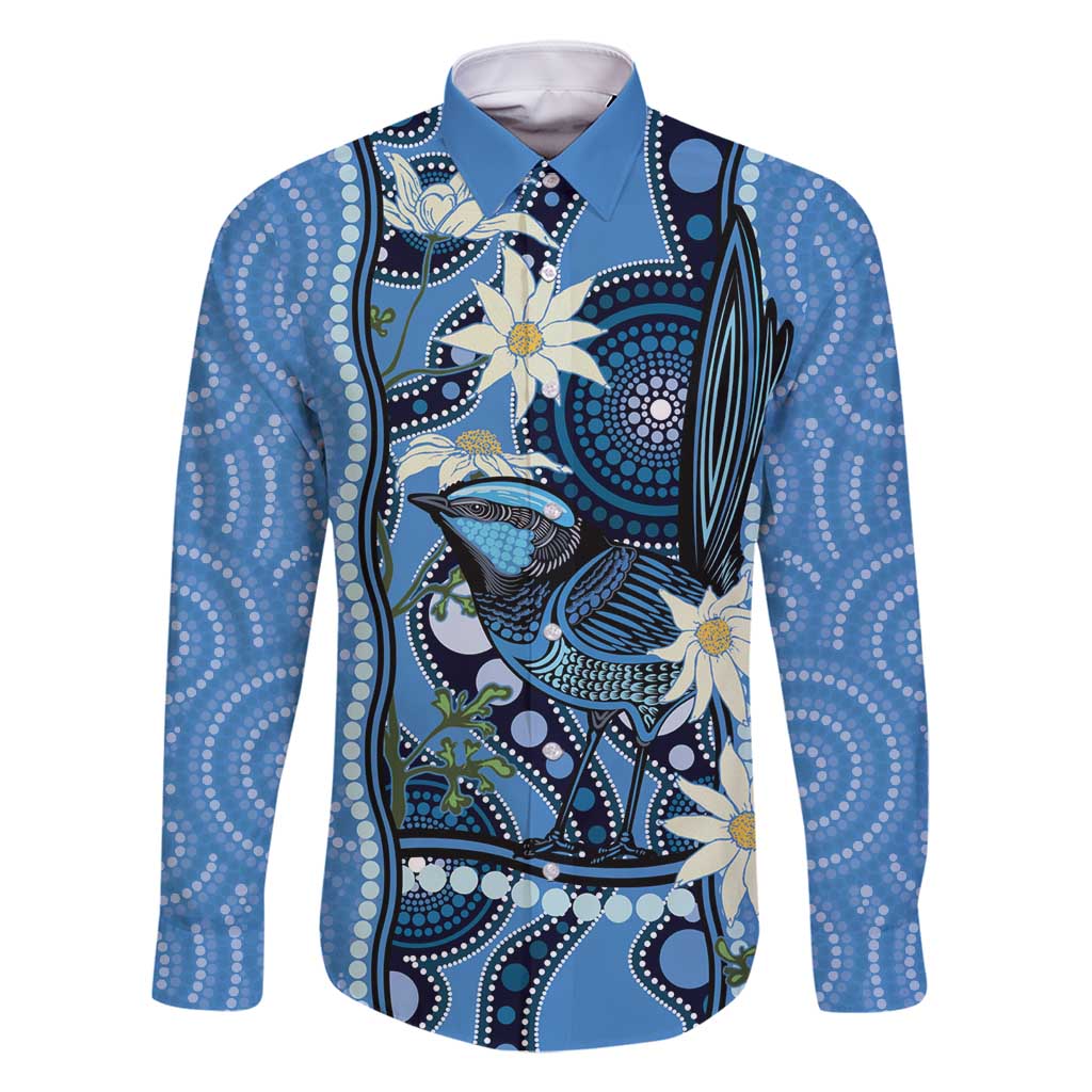 Australia Flannel Flower With Superb Fairy-wren Family Matching Tank Maxi Dress and Hawaiian Shirt Aboriginal Art
