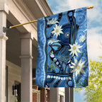 Australia Flannel Flower With Superb Fairy-wren Garden Flag Aboriginal Art