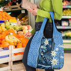Australia Flannel Flower With Superb Fairy-wren Grocery Bag Aboriginal Art