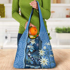 Australia Flannel Flower With Superb Fairy-wren Grocery Bag Aboriginal Art