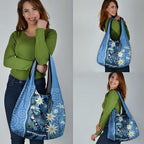 Australia Flannel Flower With Superb Fairy-wren Grocery Bag Aboriginal Art
