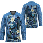 Australia Flannel Flower With Superb Fairy-wren Hockey Jersey Aboriginal Art - Aussie Hoodie