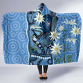 Australia Flannel Flower With Superb Fairy-wren Hooded Blanket Aboriginal Art