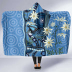 Australia Flannel Flower With Superb Fairy-wren Hooded Blanket Aboriginal Art