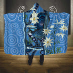 Australia Flannel Flower With Superb Fairy-wren Hooded Blanket Aboriginal Art