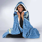 Australia Flannel Flower With Superb Fairy-wren Hooded Blanket Aboriginal Art