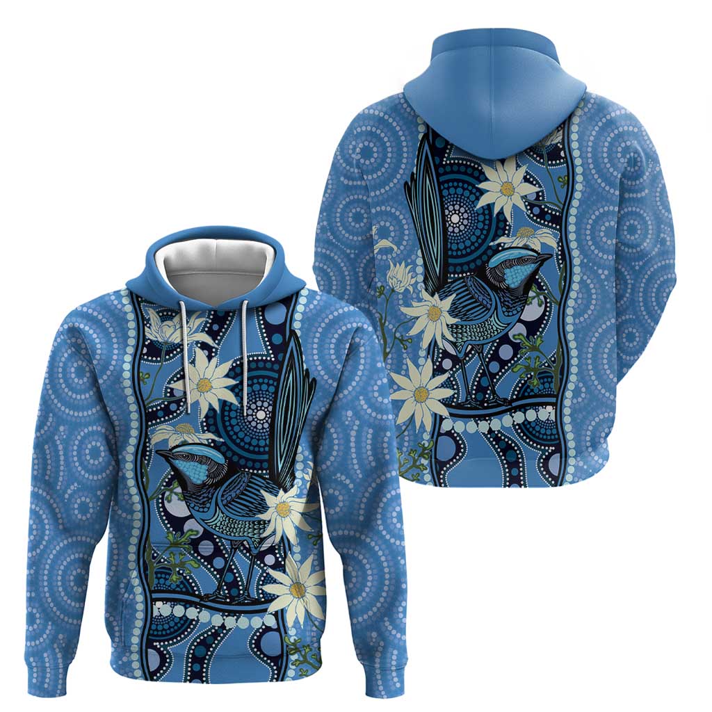 Australia Flannel Flower With Superb Fairy-wren Hoodie Aboriginal Art