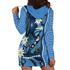 Australia Flannel Flower With Superb Fairy-wren Hoodie Dress Aboriginal Art
