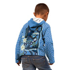 Australia Flannel Flower With Superb Fairy-wren Kid Hoodie Aboriginal Art