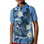 Australia Flannel Flower With Superb Fairy-wren Kid Polo Shirt Aboriginal Art