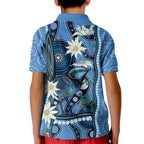 Australia Flannel Flower With Superb Fairy-wren Kid Polo Shirt Aboriginal Art