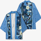 Australia Flannel Flower With Superb Fairy-wren Kimono Aboriginal Art - Aussie Hoodie